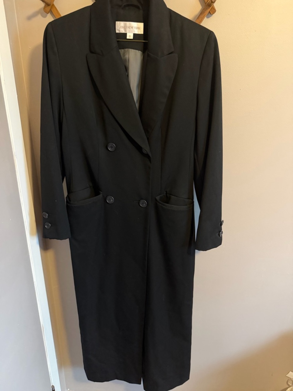 Jones New York classic BLACK WOOL MAXI COAT | GOTHIC WITCHY DRAMA 8